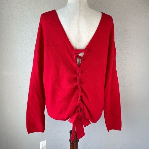 NWT Maison Jules Red Sweater Top Size L - Picture 4 of 8